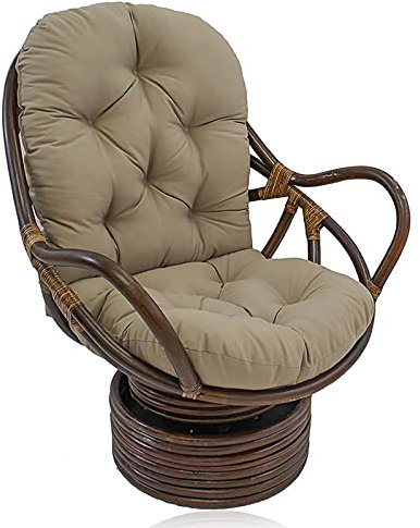 Papasan-Stuhlkissen für den Außenbereich, wasserdicht, Khaki, 120 x 60 x 10 cm, drehbar, Wippkissen für Garten, Hängematten, Veranda, Hinterhof, Papasansessel, Kissen ohne Stuhl