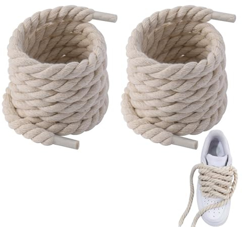 1 par de cordones gruesos, cordones gruesos, cuerda de algodón, cuerda de algodón para Air Force 1, redondos, 8 mm (160 cm), zapatillas de deporte, cordones para Air Force 1 DIY, beige, nicht haben