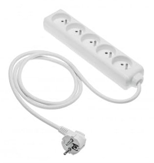 GTV Haushalts-Verlängerungskabel, 5-Fach Steckdosenleiste mit 5 französischen Steckdosen, 3m Länge, max. Belastung 2000 W, Euro-Stecker, langlebig und sicher