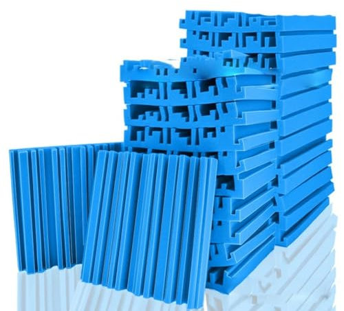 Mousse d'isolation acoustique 6 12 24 pièces Mousses insonorisantes à large bande Studio Traitement acoustique haute densité Décoration de la maison-Bleu-Densité moyenne-12 pièces avec bandes