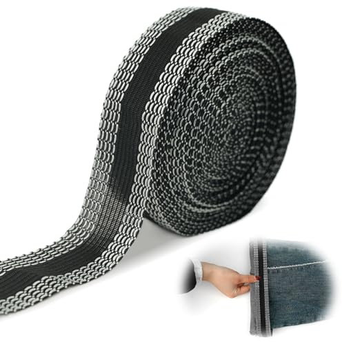 GooDengFull 10 M Saumband zum Aufbügeln Bügelband für Vorhänge Saumband zum Aufbügeln Waschfest Nahtband zum Aufbügeln Gardinen Kürzen Ohne Nähensaumband zum Nähen Bügelband Hose Kürzen für (Schwarz)
