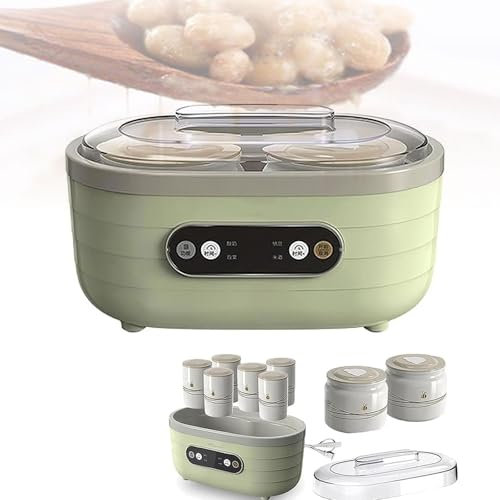 BDJSN Fermentador De Natto Eléctrico De 20 W, Máquina De Yogur Automática De 1 L con 2 Tazas Grandes Y 6 Pequeñas, Máquina De Temperatura Constante, Tiempo Ajustable, para Uso Doméstico Y Comercial