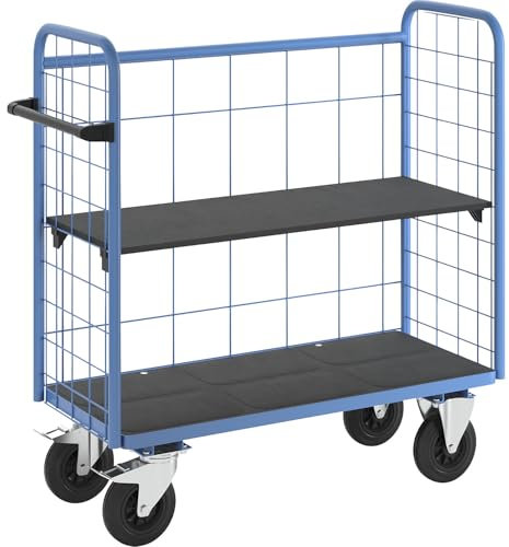 eurokraft | Etagenwagen | mit Gitterwänden | 3-seitig | Länge 1180 mm | inkl 1 Etagenboden