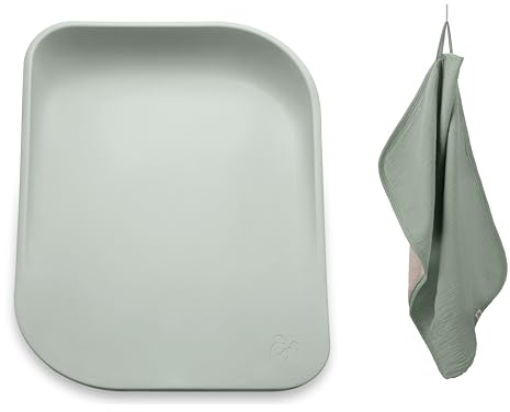 hauck Change N Clean Wickelauflage inkl. Topper, Sage - Keil Wickeltischunterlage 50 x70 cm, Wickelmatte Schadstofffrei, Abwaschbar, Hygienisch, Wickelmulde bis 25 kg, Pflegeleicht, Sage Grün