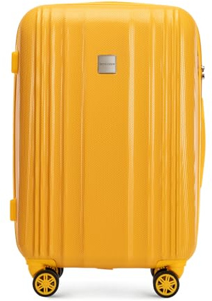 WITTCHEN ULTIMO Line | 67x44x26 cm | Mittelgroßer Koffer, Reisetasche | Leichtes Gepäck Polycarbonatschloss TSA Teleskopgriff 4 Lenkrollen | Tragegriff | Gelb