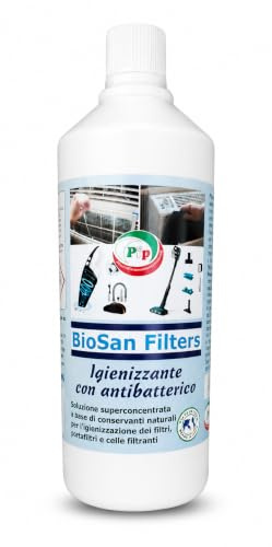 PIP BioSan Filtri Igienizzante Condizionatore 1L Concentrato pari a 60 Litri P.Uso, Made in Italy - Pulitore Detergente Antibatterico Pulizia Filtri Climatizzatore Pompa di Calore - HACCP - (1 LT)