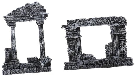 GLEAVI 1 Set Decorazione Colonna Romana Decorazione Acquatica Decorazione del Paesaggio del Serbatoio di Pesce Colonna di Marmo Dell'acquario Resina 2 Pezzi