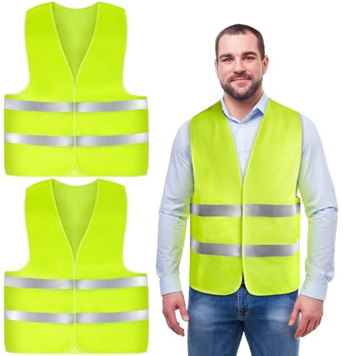 AYBUY Chaleco Reflectante, 2 Pcs Chaleco de Seguridad, Emergencia verdeChaleco, Fluorescente Chaleco Reflectante, Chaleco de Seguridad de Alta Visibilidad para Correr, Conductor, Limpiadores