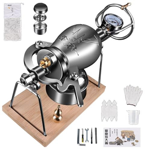 Máquina para Hacer Palomitas de maíz a presión, Estilo Retro, con manómetro de precisión y Base para Fiestas en casa (360 ml)