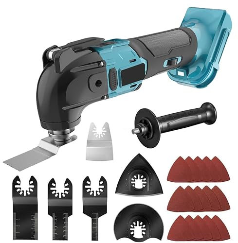 Oszillationswerkzeug Akku, Multifunktionswerkzeug Kompatibel mit Makita 18V Akkus BL1840 BL1850b, 6 Einstellbare Geschwindigkeiten Multitool, Multimaster zum Entfernen, Schaben, Schneiden (Ohne Batter