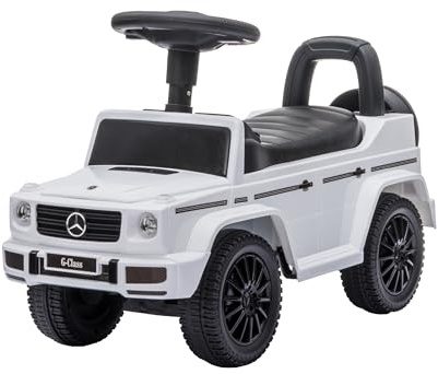Baroni Toys SUV Mercedes Ride-On Jouet à Pousser et à Conduire pour Enfants de 1 à 4 Ans, Feux LED, Sons Réalistes, Roues Antidérapantes, Boîte de Rangement, 69,5x29x43 cm Blanc