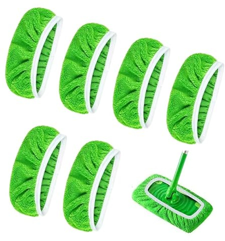 HMCEY 6 Piezas Paños Recambio Mopa para Swiffer Sweeper,Funda de Microfibra para Escoba,Almohadillas de Microfibra para Fregona Reutilizables,Recambio Mopa Lavable,Paños Limpieza Suelo para Limpiar
