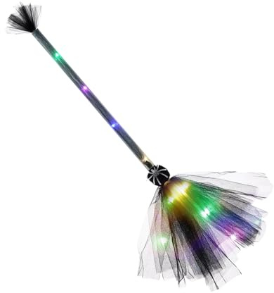 Genérico Escoba De Bruja | Accesorio Iluminado Para Fiestas De Halloween - Accesorios Cosplay Decoración Halloween Para Fiestas Niños Juego De Roles Disfraces Interior Exterior Jardín Patio