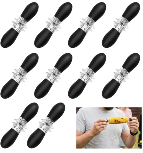 Maiskolben Halter, Maiskolben Spieße, Cocktailspieße Edelstahl, Kartoffelspießer, Pellkartoffelgabel, 10 Paar Schwarz, Praktische Grillzubehör, Küchenutensilien Für Partys Und Picknicks, Rostfreier St