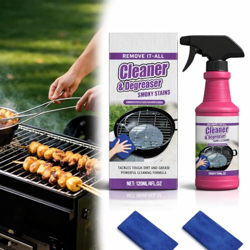 BBQ Grill Cleaner, Barbecue Cleaner, Fast-Acting Grill Degreaser Spray, Heavy Duty Degreaser for Outdoor Grills, Cookers, Ovens and Kitchen Grease Cleaning (1)