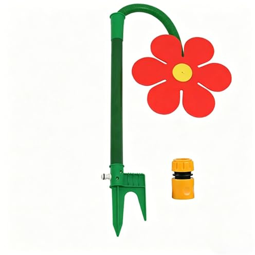 2026 Crazy Daisy Sprinkler 360 ° drehbarer tanzender Blumen-Wassersprinkler für Rasen & Garten, lustiges Bewässerungswerkzeug für Hof, Haustiere und Wasserspiele im Freien (rot)