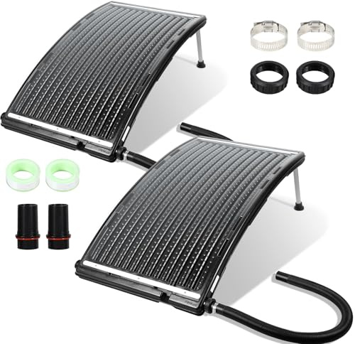Vigevee Poolheizung Solar, 113x69x35cm Solarheizung Maximaler Durchfluss 10000 L/h, Pool Heizungen Solaranlage für Warmwasser, Gartendusche, Pool（2 Sets）