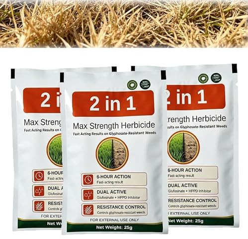 Herbicida Seguro para Control de Malas Hierbas Anuales y Bienales, Acción Rápida en 6 Horas，Sin Residuos, Apto para Carreteras, Aeropuertos y Zonas Forestales, 25g ，3pcs