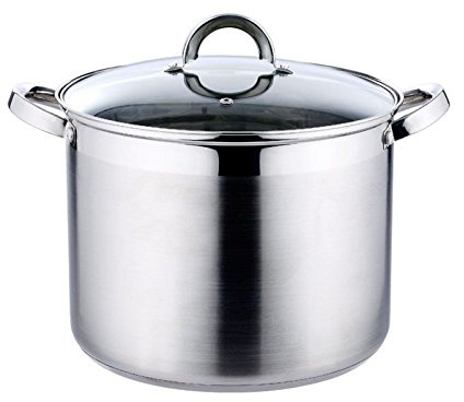 Edelstahl Induktion Kochtopf 12 Liter mit Gasdeckel Induktionsfähig (Suppentopf, Deckel, Großer Topf, 28 x 21,5 cm, Dampfloch)