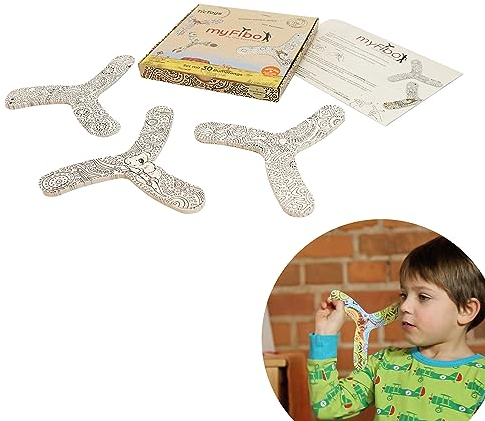 myfibo - My First Boomerang: Kreatives 30er Set für Gruppen zum Bemalen und Spielen - Perfekt für Kinder zum Erlernen des Bumerangwerfens - Fördert Motorik und Kreativität