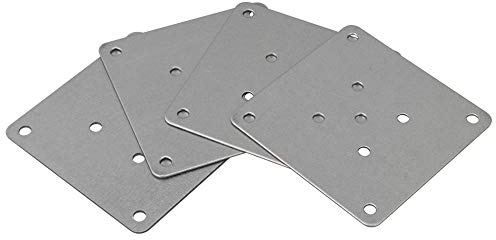 RDEXP 4x Leg Mounting Plates 8x8cm Furniture Leg Attachment Iron Plates Hole Dia 5mm