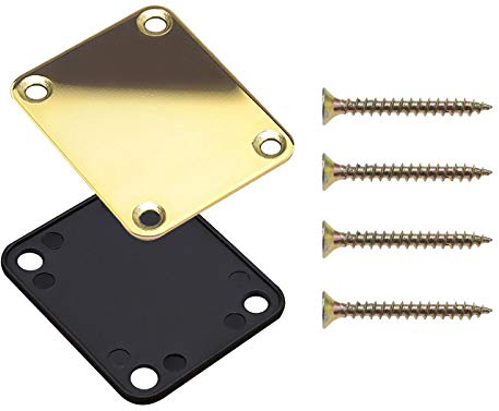 YINETTECH E-Gitarren Golden Halsplatte Schrauben Rückseite Für Gitarre Bass Ersatzteil mit Befestigungsschrauben