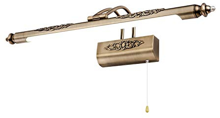 ACMHNC Vintage Spiegelleuchte Bad Mit Schalter,Golden Retro Spiegellampe Badezimmer Antikes Finish Badlampe Drehbar Spiegelschrank Schminklicht Spiegellicht IP44 Wandlampe Spiegel Beleuchtung,64cm/10w