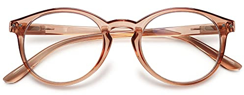 KOOSUFA Mode Anti Blaulicht Lesebrille Runde Federscharnier Damen Herren | Blaulichtschutz, Komfort, Modern Retro-Optik, Vollrand, PC-Rahmen, Harzlinsen, Mehrere Farboptionen, 0.0 bis 4.0x