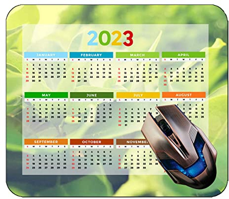 Spelmusmatta 2023 års kalender med semester, blomblad ljus halkfri gummibas musmatta