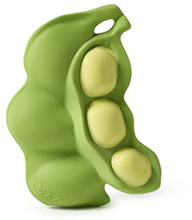 Oli & Carol Baby-Beißring aus Naturkautschuk – Babygeschenk 0 3 6 Monate 1 Jahr – Keiko the Edamame
