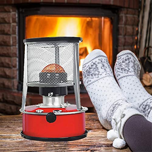 Petroleumofen für Innenräume, Petroleum Heizung Heizer mit Umfallschutz, Tragbarer Effizienter Petroleumheizung Innen mit 2Docht, für Outdoor Camping Barbecue,Red4.6L