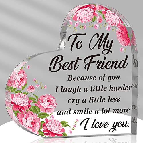 Yinder Beste Freunde Geschenke für Frauen Acryl Herz Freundschaft Tischdekorationen Andenken und Briefbeschwerer Wertschätzung Ferngeschenke für beste Freundin Schwester Mädchen Frauen Geburtstag