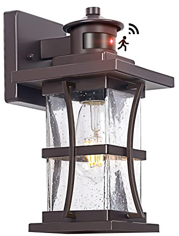 Motion Sensor Outdoor Lights - Oil Rubbed Bronze Dusk to Dawn Outdoor Lighting, Advanced Exterior Light Fixtures Wall Sconce, Waterproof Porch Light Wall Mount for Front Garage, Entryway Anti-Rust