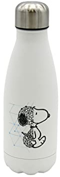 CYPBRANDS Snoopy Wasserflasche aus Edelstahl, luftdicht, mit Snoopy-Design, 550 ml, Weiß, offizielles Produkt