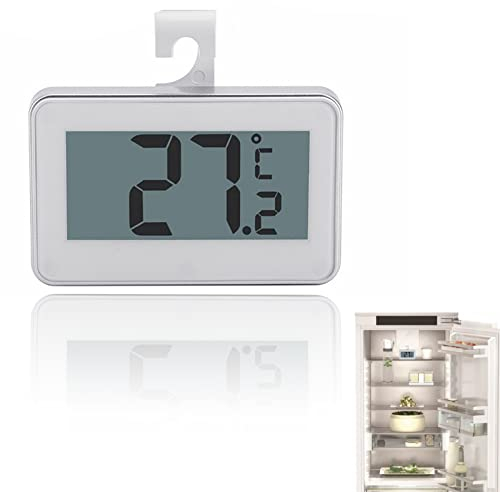 Termómetro Digital Para Nevera, Termómetro Para Nevera con Pantalla LCD y Gancho de Alarma Antihielo Para Interiores, Exteriores, Hogar, Restaurantes, Bares, Cafeterías (Blanco)
