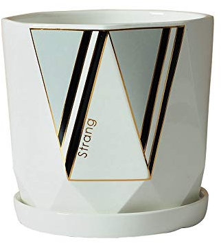 UsmAsk Grand Pot d'intérieur pour Plantes en céramique avec Trou de Drainage, Pot de Fleurs en céramique Blanche, Pot de Jardin intérieur et extérieur Rond pour orchidées succulentes (Style 4 S)