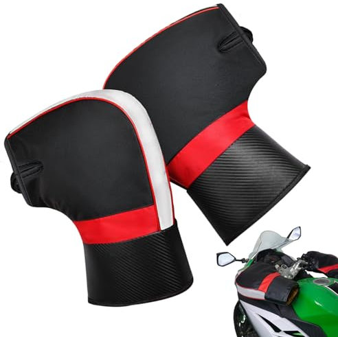 Aizuoni Motorrad-Lenkerhandschuhe, 2 Stück -Stulpenhandschuhe Mit Griff, Wasserdicht, Handschuhe Lenker Muffs Hand Dicker Plüsch Motorcycle Handlebar Mittens