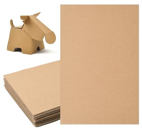 Cozlly Cartón Ondulado A4 (300 x 210 mm), 10 Planchas Rígidas Para Manualidades, Refuerzo de Sobres, Cajitas, Maquetas (Marrón)