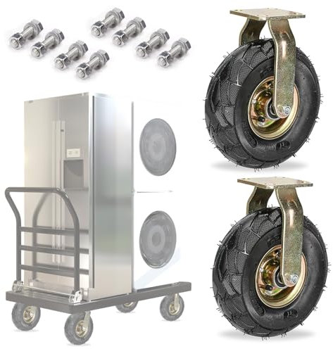 Schwerlast Bockrolle Ø 200mm 250mm Mit Bremse Lenkrolle 2er SET, Leise 360°Drehbar Doppelte Kugellager Luftreifen Gummirollen, Industrie Transport Ersatzrollen Für Trolleys Möbel Werkbank ( Color : Fi