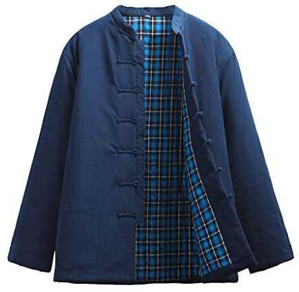 MYIESAXL Giacche invernali da uomo Tang Cappotti imbottiti in cotone da uomo spessi e caldi Tai Chi Uniforme manica lunga Abiti tradizionali cinesi Top, Giacca Kung Fu Abbigliamento Camicia