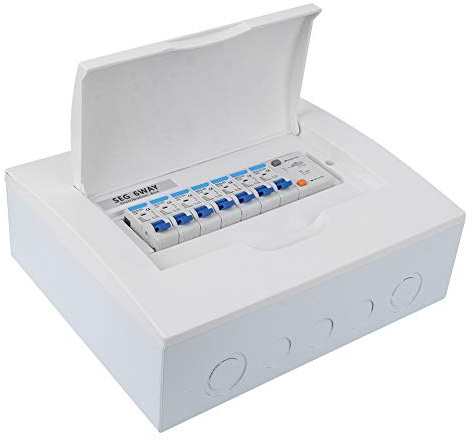 6 Way Consumer Unit Board, 63A Circuit Breaker, 30mA RCD, 4 MCBs - Plastic Leakage Protection Panel for Safe Home Electrical Installation