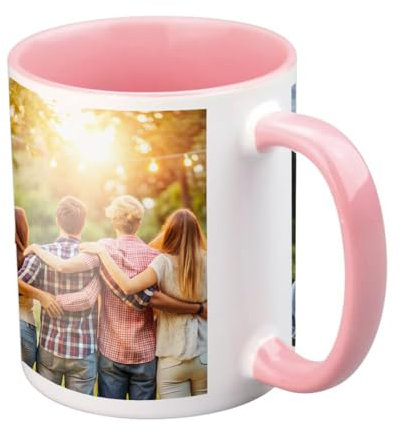 Copykrea - Tasse personnalisable avec votre photo | Catégorie AAA | Va au micro-ondes et au lave-vaisselle | 350ml | Intérieur rose