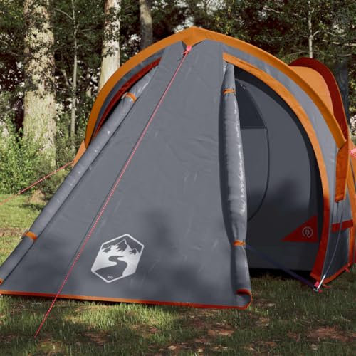 Tino Tech Kuppel-Campingzelt 2 Personen Outdoor Tent Grau und Orange 320x140x120 cm Gruppenzelt Winddicht Campingzelt Familienzelt Festivalzelt Wurfzelte für Familie Trekkingzelt Polyester&PE