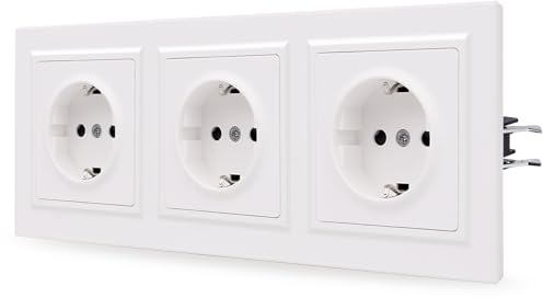 JIMEIDA Steckdose Weiß Matt Unterputz Glattes Hautgefühl mit Steckklemme Steckdose Wandsteckdose 226 * 84mm,250V(Kann nicht vertikal installiert werden)