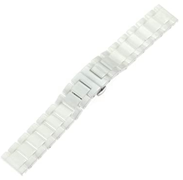 JASMKLX Svart keramisk vaktbandband Justerbar kedja Armband Rem Klocka Tillbehör Sportvaktband Male Fit for Samsung Galaxy(White,14mm)