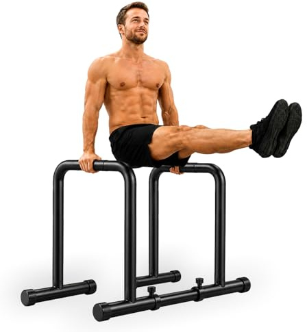ManiBoom Barras Paralelas Calistenia Ancho y Altura AJUSTABLE Carga 150kg - Barra Fondos Agarre ERGONOMICO para gimnasia en Casa - Dip Bar Calisthenics - Pull up Station - Bars Paralletes