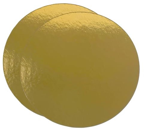 Lot de 10 Supports à Gâteaux Ronds 24cm Ø | Carton Réversible Doré | Socle Gâteau Parfaites pour Pâtisserie, Tarte et Biscuits | 1 mm d'épaisseur | Fabriqués en Europe