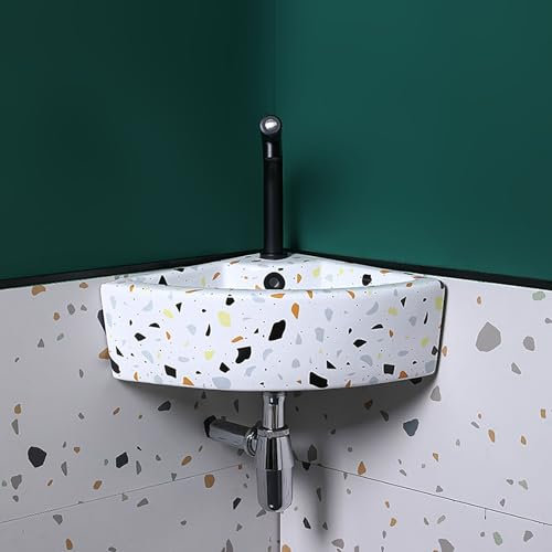Petit Lave Main D Angle En Céramique,Comptoir Lavabo Suspendu Au Mur,Rectangulaire,Lavabo D'angle En Céramique,Céramique Lavabo Salle De Bain Modern,Pour Petits Invités,Salle De Bain(17.1in/43.5cm)