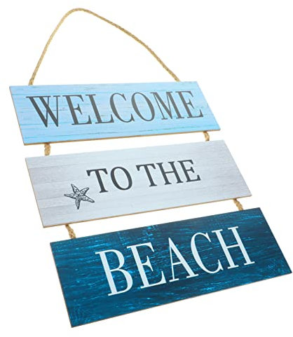 PRETYZOOM Sommer Holz Strand Schild Hänge Dekoration Willkommensschild Strand Thema Wand Kunst Zeichen Nautisch