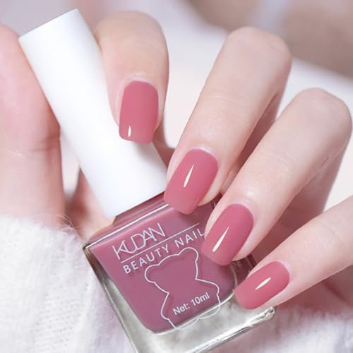 Pink Nail Polish - Nude Pink Nail Varnish - Air Breathable Quick Dry Nail Polish - High Glossy Long Lasting Nail Varnish - Pink Jelly Nail Art Polish No Need Uv Light DIY At Home For Women